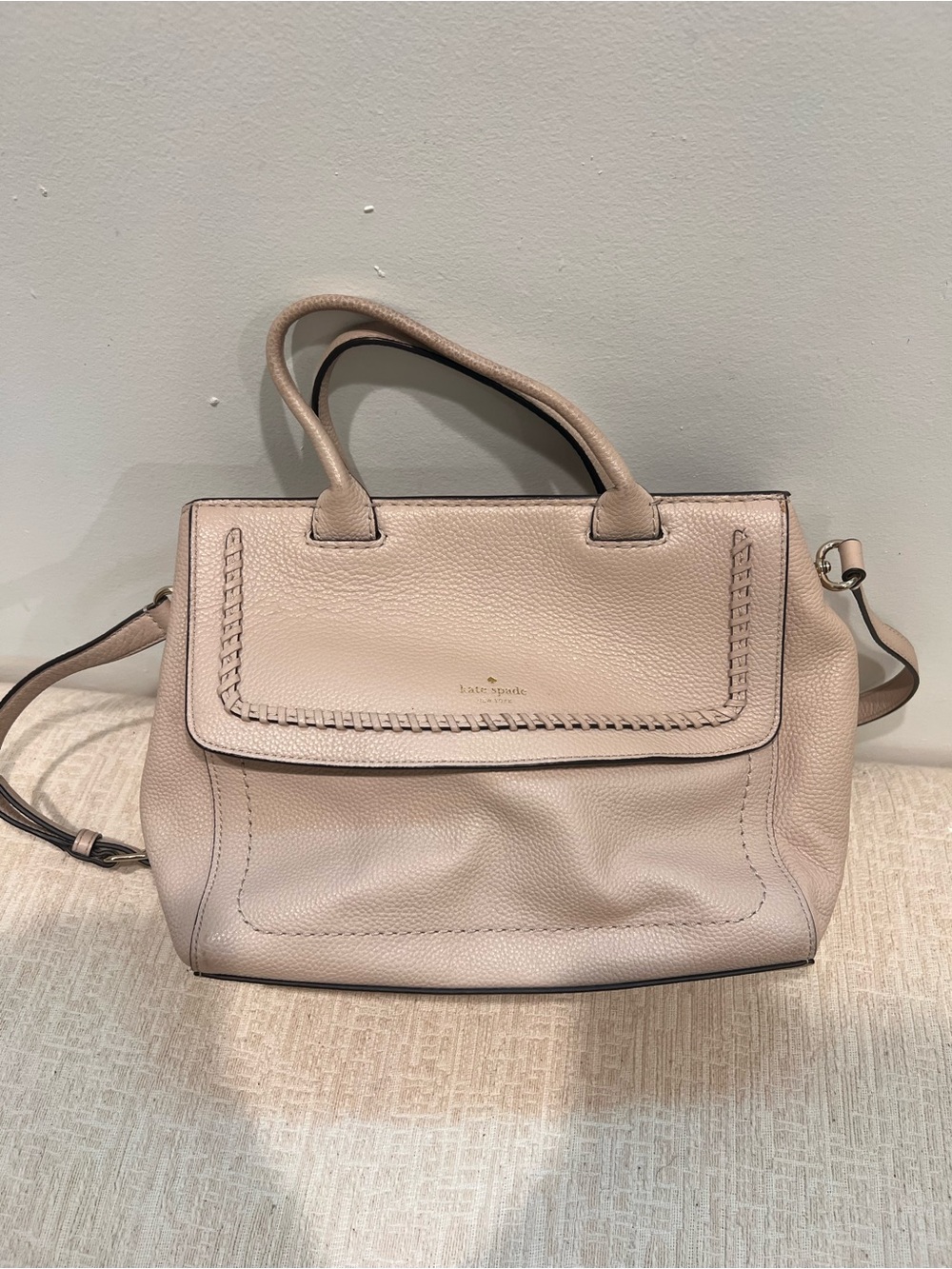 kate spade Blush Pink Pebbled Leather Satchel with Top Handles